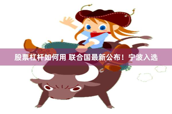 股票杠杆如何用 联合国最新公布！宁波入选